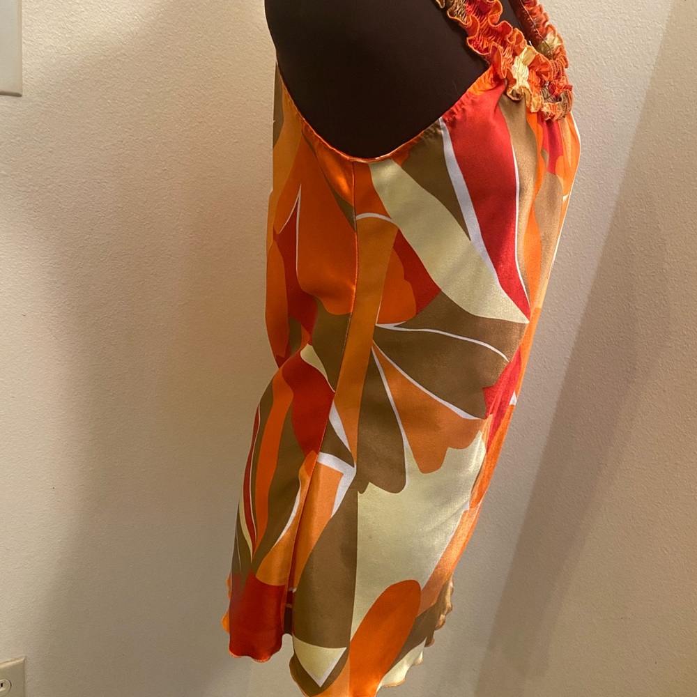 Be Yourself orange & gold sleeveless blouse Size M - Picture 4 of 5